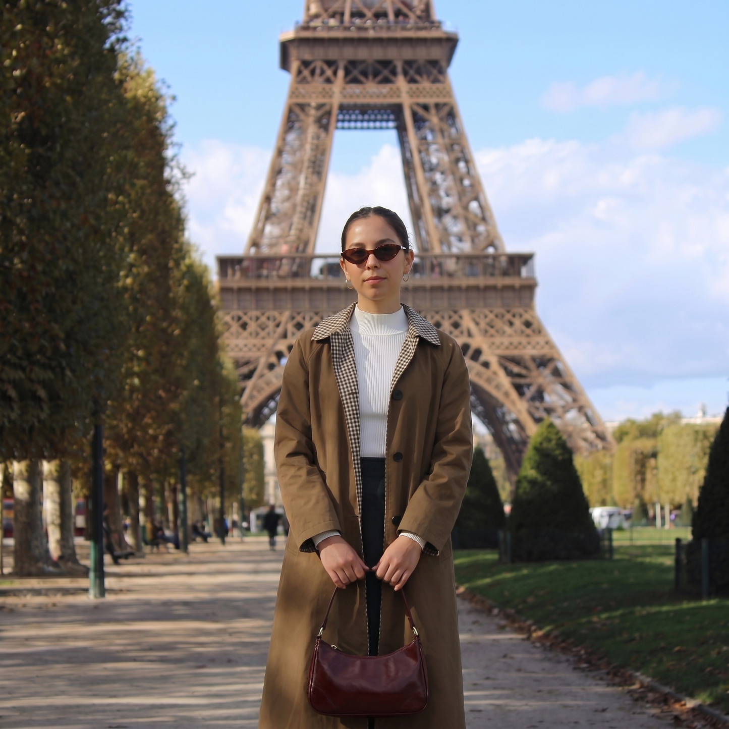 Trench long femme réversible marron