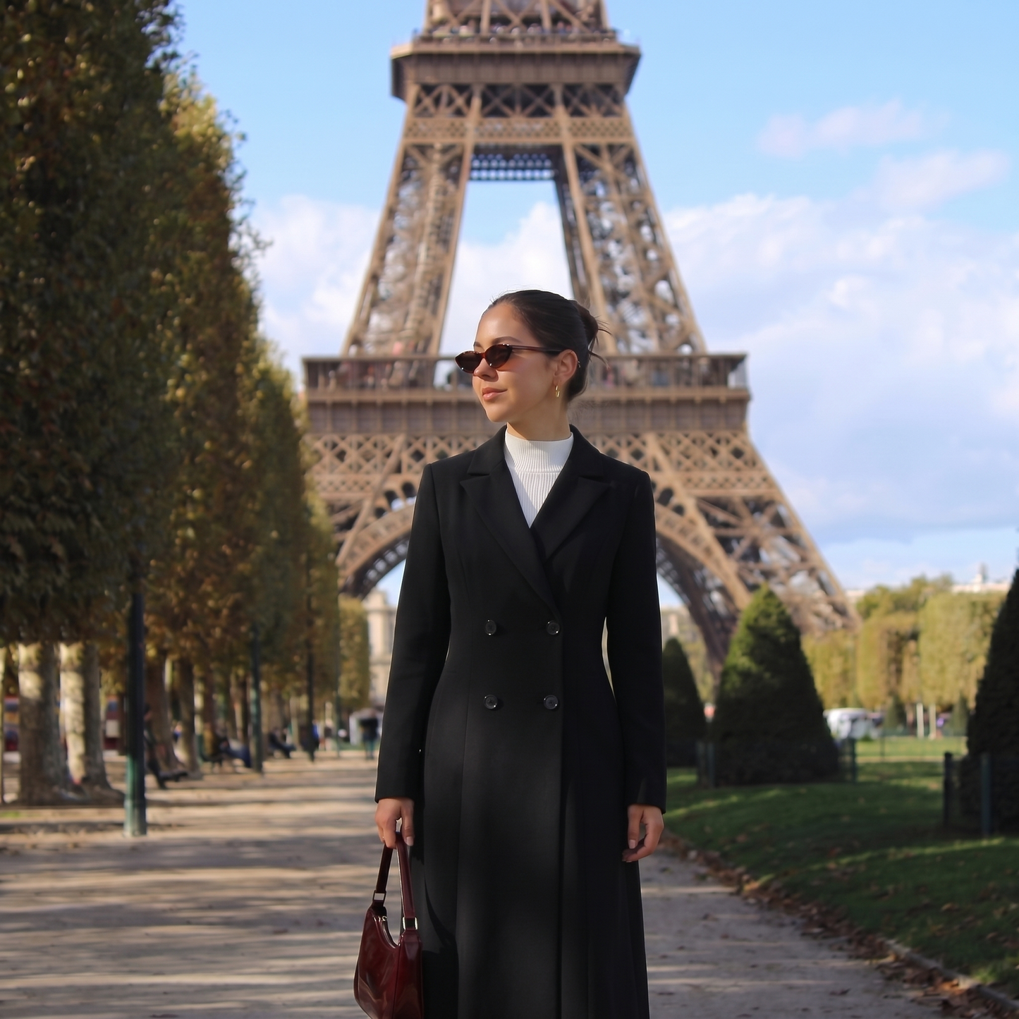 Trench à boutons noir femme