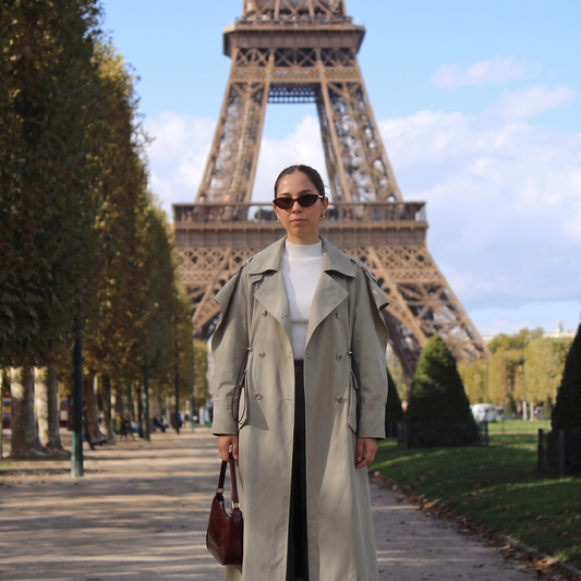 Manteau style trench long femme kaki
