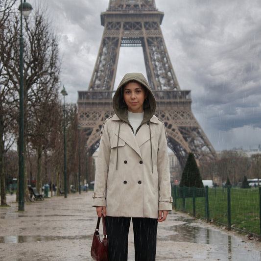 Manteau trench coat hiver femme à capuche
