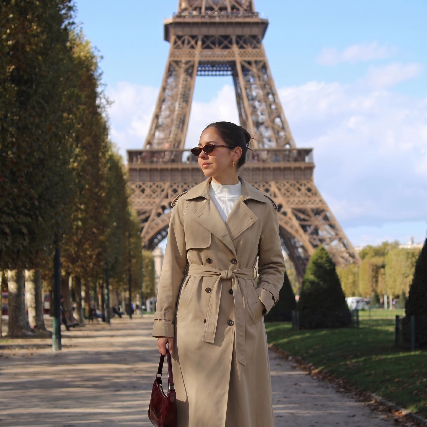 Trench femme mi-long beige