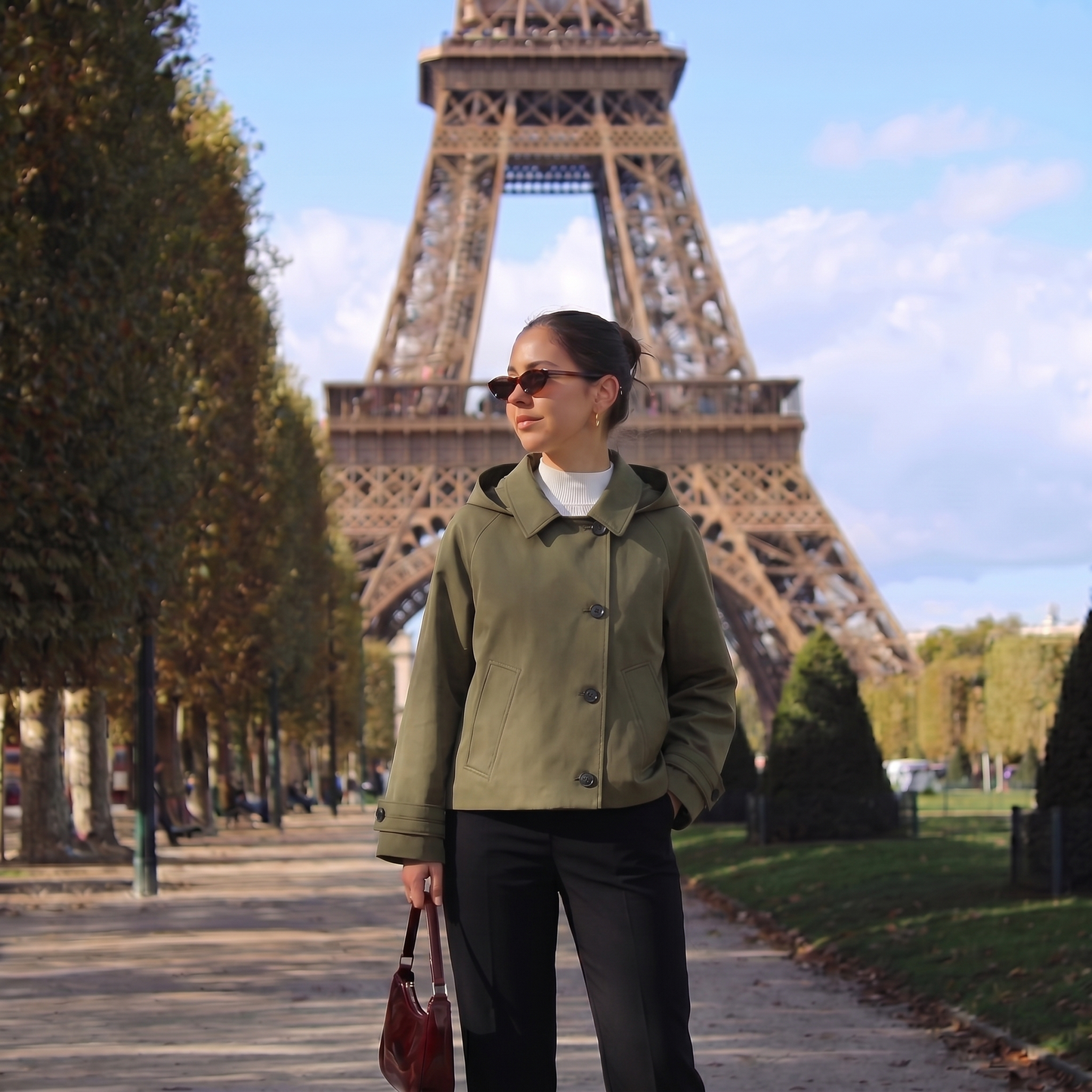 Trench kaki à capuche femme