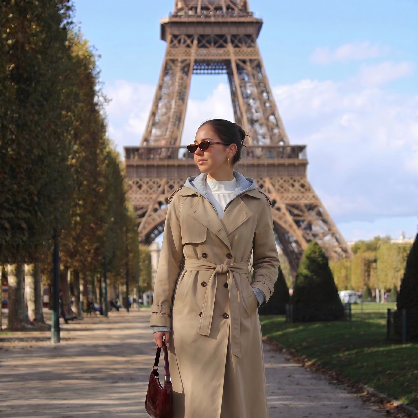 Trench long à capuche femme