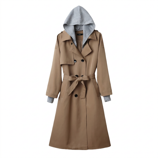 Trench long à capuche femme