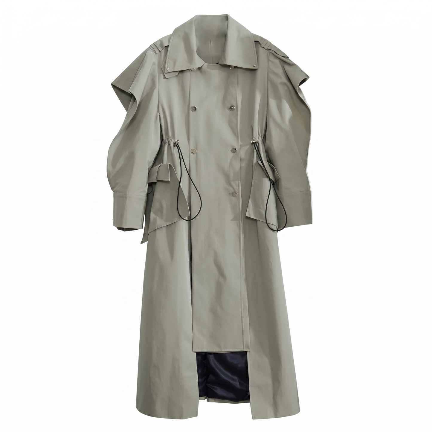 Manteau style trench long femme kaki